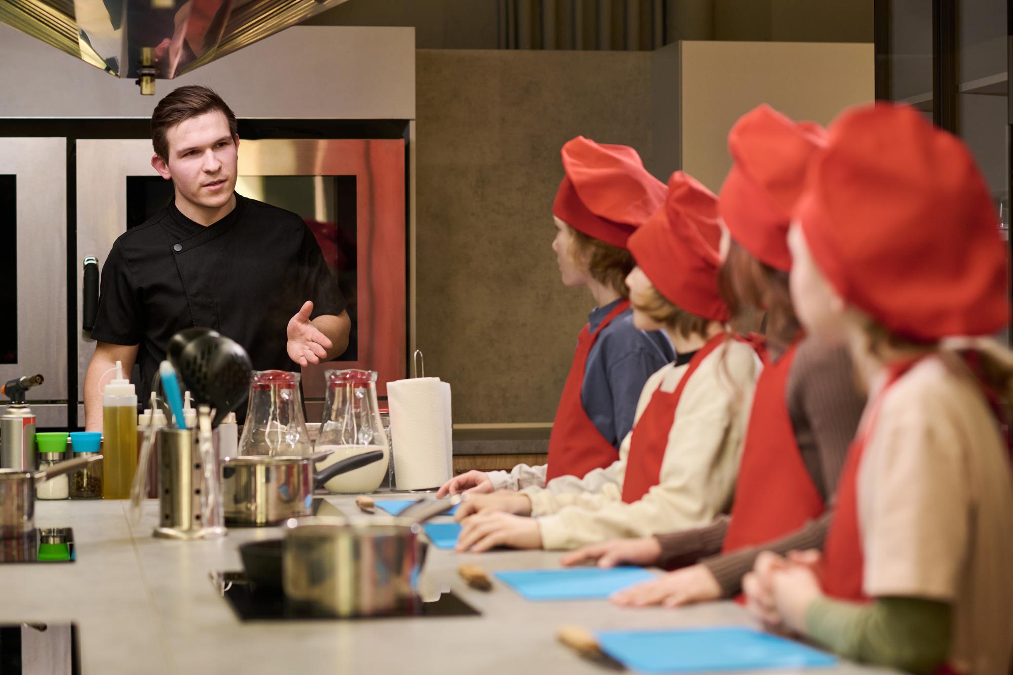 Small group around a chef station